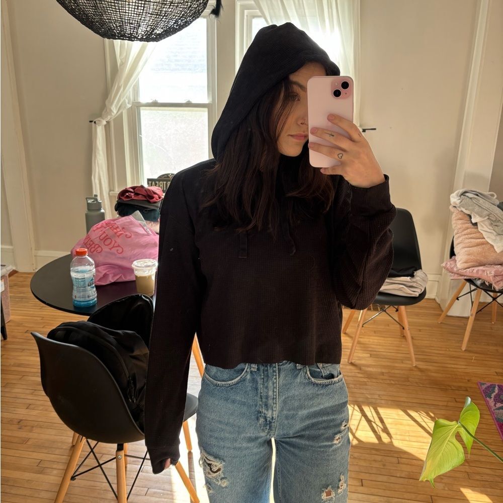 Wild-fable Women's Black and Brown Hoodie
